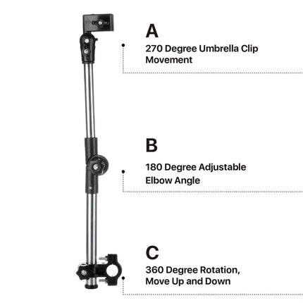 Adjustable Stainless Steel Umbrella Holder - Wheelchair & Bicycle Mount