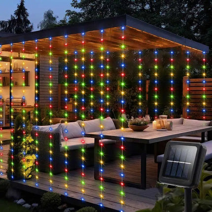 Solar Curtain String Lights - 300 LED Waterproof Outdoor Lights