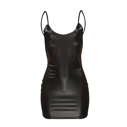 Faux Leather Mini Dress - Backless Bodycon Dress