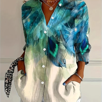 Striped Button-Down Shirt - Long Sleeve Casual Blouse