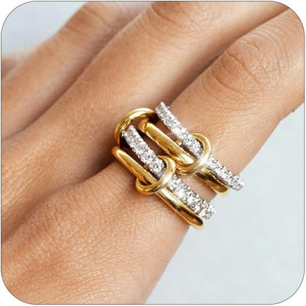 Two-Color Four-Ring Copper Jewelry Set - Hypoallergenic Ins Style Stacking Rings