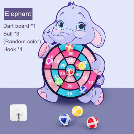 Dart Board for Kids with 3 Sticky Balls Indoor Outdoor Sport Party Games Cartoon Animal Dart Board Toys Christmas Gift