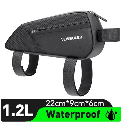 NEWBOLER 1.2L Bike Frame Bag - Portable Front Tube Cycling Bag for MTB & Road Bikes