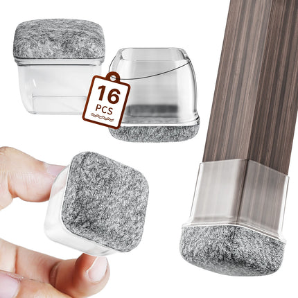 Silicone Chair Leg Floor Protectors - 16PCS Non-Slip Felt Pads