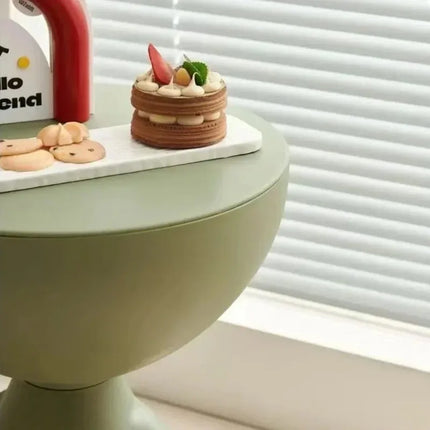 Cream Round Coffee Table - Modern Plastic Side Table