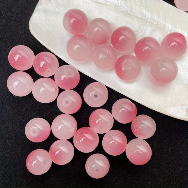 8mm Dual Color Glass Beads - Sweet Style Loose Beads for DIY Jewelry (50pcs)