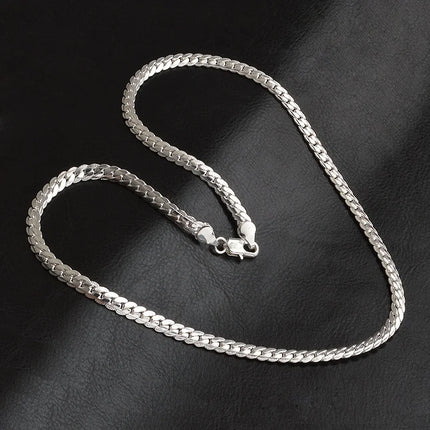 Silver Luxury Necklace Chain - 5mm Noble Design Chain for Men & Women (20-60cm)