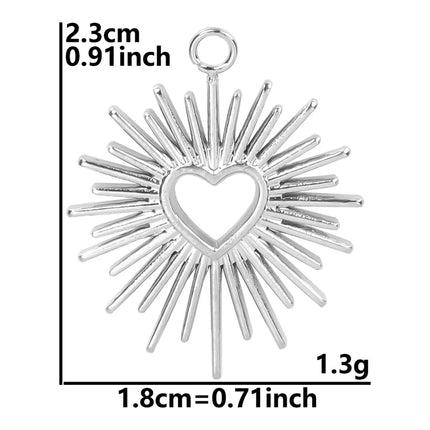 Stainless Steel Celestial Charms - Heart Sun Moon Star Pendants for DIY Jewelry (5pcs)