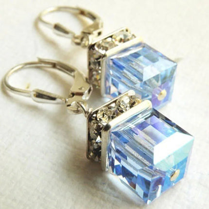 Peridot Green Crystal Drop Earrings - Elegant Dangle Earrings