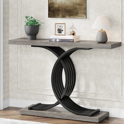 Gold Console Table - Faux Marble Entryway Table 39"