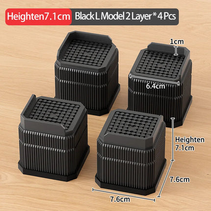 Adjustable Height Furniture Risers - High Load - Bearing, Triple Anti - Slip for Sofa, Bed & Desk
