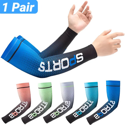 Ice Silk Sun Protection Arm Sleeves - 2 Pack UV Cooling Sleeves for Cycling & Outdoor Sports