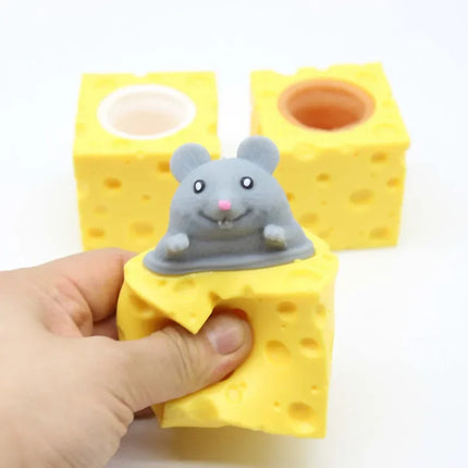 Mouse & Cheese Squishy Stress Ball - Novelty Fidget Toy