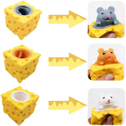 Mouse & Cheese Squishy Stress Ball - Novelty Fidget Toy
