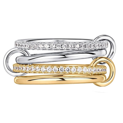 Two-Color Four-Ring Copper Jewelry Set - Hypoallergenic Ins Style Stacking Rings