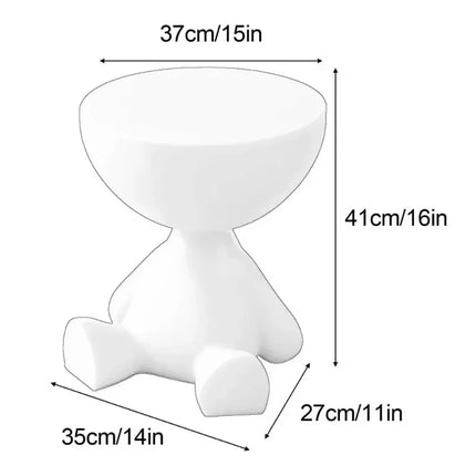 Cream Round Coffee Table - Modern Plastic Side Table