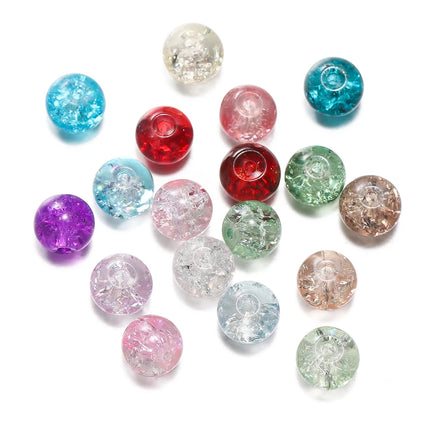 8mm Glass Crackle Beads - Loose Spacer Beads for DIY Jewelry (50/100pcs)