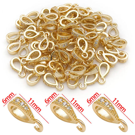 18K Gold Plated Brass Connectors - Zircon Melon Seed Buckle for DIY Jewelry (5pcs)