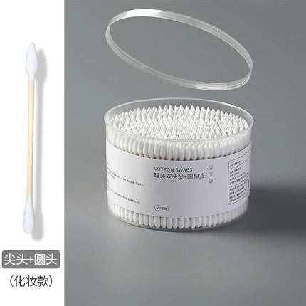500-pc Disposable Cotton Swab Box With Double End Round Head For Makeup And Makeup Removal, Multi-purpose