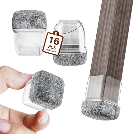 Silicone Chair Leg Floor Protectors - 16PCS Non-Slip Felt Pads