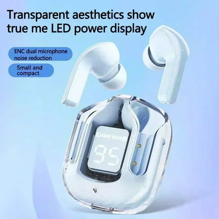 TWS Wireless Bluetooth Earbuds with Digital Display & Transparent Charging Case