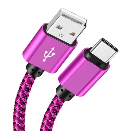 USB-A to Type-C Nylon Braided Cable - 2A Fast Charging 1m/2m/3m