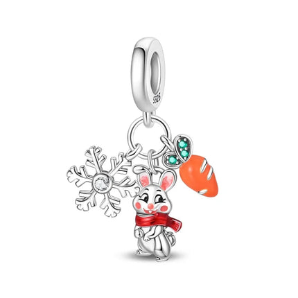 925 Sterling Silver Christmas Charms - Winter Snowman & Elk Pendants for DIY Jewelry