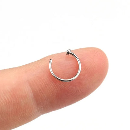 316L Stainless Steel Fake Nose Rings Set - Non-Piercing Hoop Studs for Women & Men (2/6pcs)