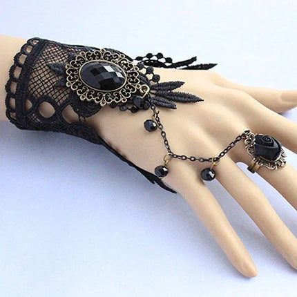 Lace Rose Gothic Bracelet - Vintage Butterfly Steampunk Jewelry for Women