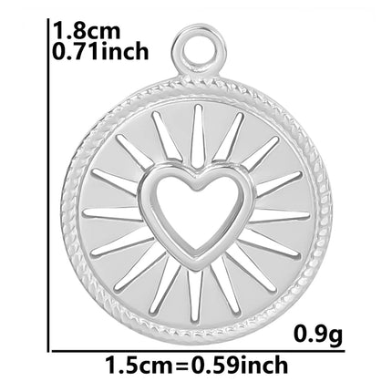 Stainless Steel Celestial Charms - Heart Sun Moon Star Pendants for DIY Jewelry (5pcs)