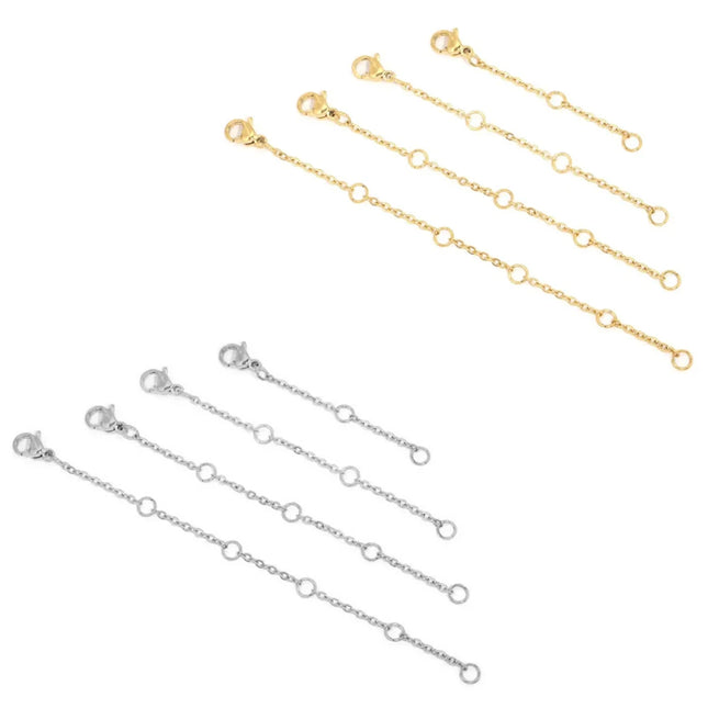Stainless Steel Extension Chain - Lobster Clasp Connectors for DIY Jewelry (10pcs)