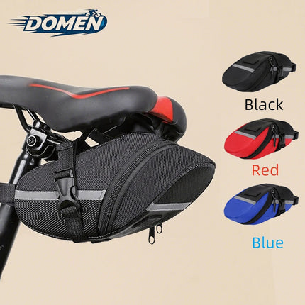 DOMEN Waterproof Bicycle Saddle Bag - Reflective MTB Rear Tail Bag for Outdoor Cycling