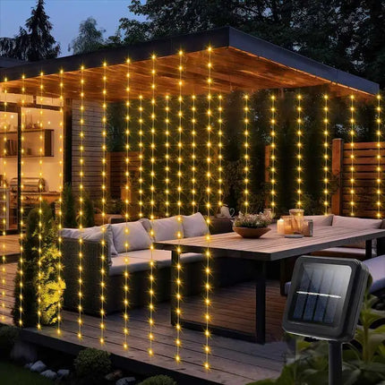 Solar Curtain String Lights - 300 LED Waterproof Outdoor Lights