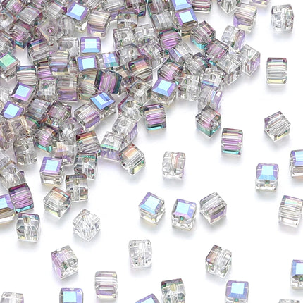 Faceted Glass Crystal Beads - Colorful Cube Spacer Beads for DIY Jewelry (50pcs, 4/6/8mm)