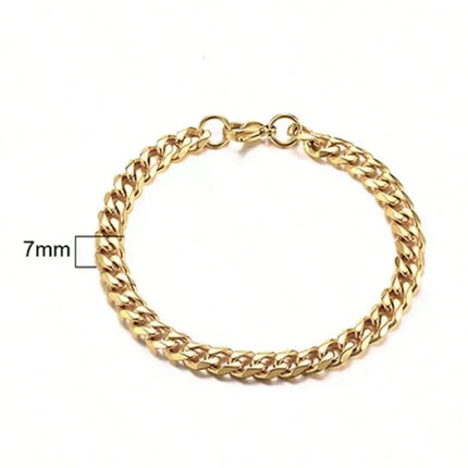 Vintage 18K Gold Plated Chain Bracelet - Stainless Steel Couple Jewelry Gift