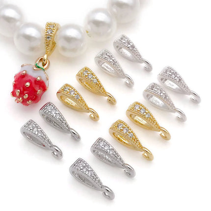 18K Gold Plated Brass Connectors - Zircon Melon Seed Buckle for DIY Jewelry (5pcs)