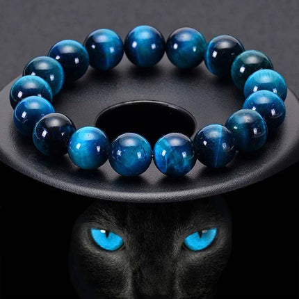 Minimalist Blue Tiger Eye Stone Bracelet - Natural Round Beads 6/8/10mm