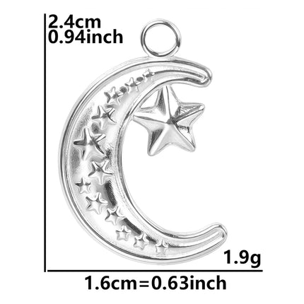 Stainless Steel Celestial Charms - Heart Sun Moon Star Pendants for DIY Jewelry (5pcs)