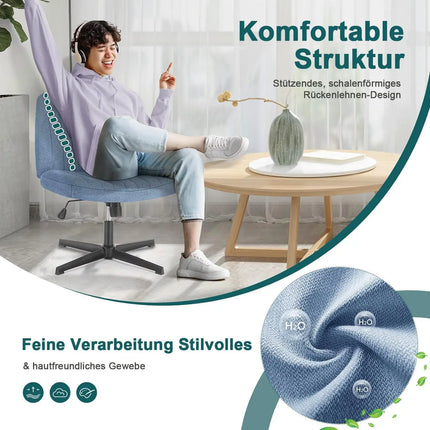 Criss Cross Office Chair - Armless Wide Seat Adjustable