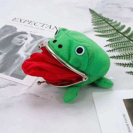Cute Anime Frog Purse - Kissing Lock Plush Coin Pouch