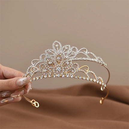 Mini Crystal Crown Hair Comb - Rhinestone Pearl Tiara for Girls