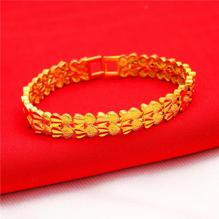 Gold Plated Love Hearts Bracelet - Non-Fading Chain Link for Women & Men