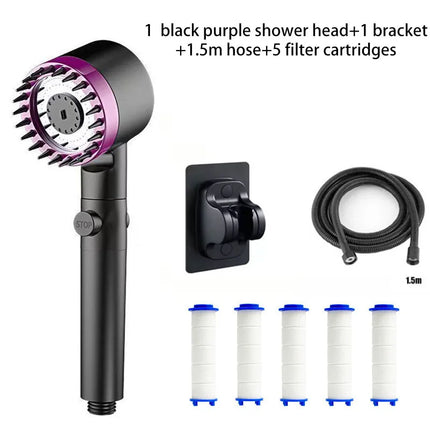 Handheld Shower Head Filter 3 Modes High Pressure Massage Spa Water Saving with ON/OFF Switch for Bathroom