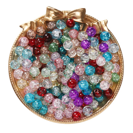 8mm Glass Crackle Beads - Loose Spacer Beads for DIY Jewelry (50/100pcs)