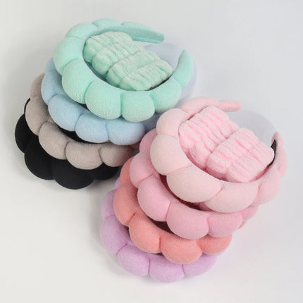 1/3Pcs Fashion Microfiber Washing Wristbands Scrunchies Puffy Headband Spa Bubble Headband for Washing Face Makeup Shower Skincare