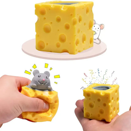Mouse & Cheese Squishy Stress Ball - Novelty Fidget Toy