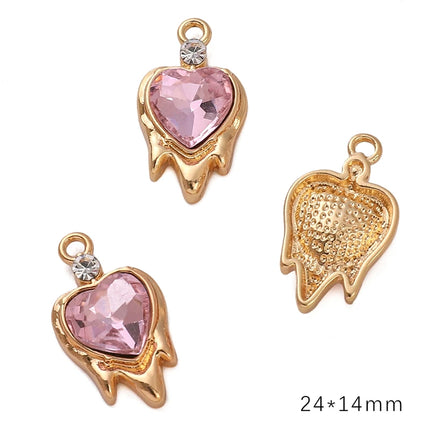 Luxury AB Rhinestone Charms - Heart Butterfly Rose Pendant for DIY Jewelry Making