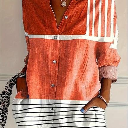 Striped Button-Down Shirt - Long Sleeve Casual Blouse