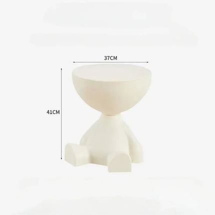 Cream Round Coffee Table - Modern Plastic Side Table