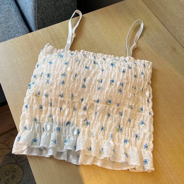 Floral Print Camisole - Built-In Bra Tank Top